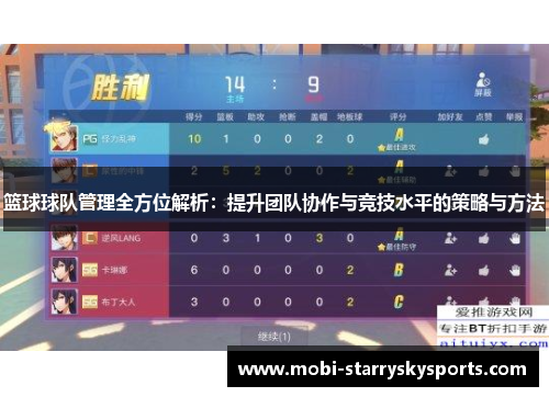 篮球球队管理全方位解析：提升团队协作与竞技水平的策略与方法