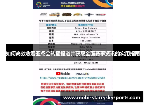 如何高效收看亚冬会转播报道并获取全面赛事资讯的实用指南